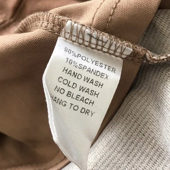 Entry Beige Nude Bodycon Long Sleeve Dress with Gold Shimmer - Picture 9 of 12